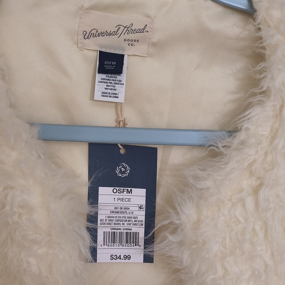 Cream Faux Fur Vest With Pockets Fall Winter Pumpkin Patch Holidays Contemporary - Picture 3 of 10